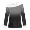 Women's Off-the-shoulder Plush Neck Printed Long-sleeved Pullover T-shirt Top
