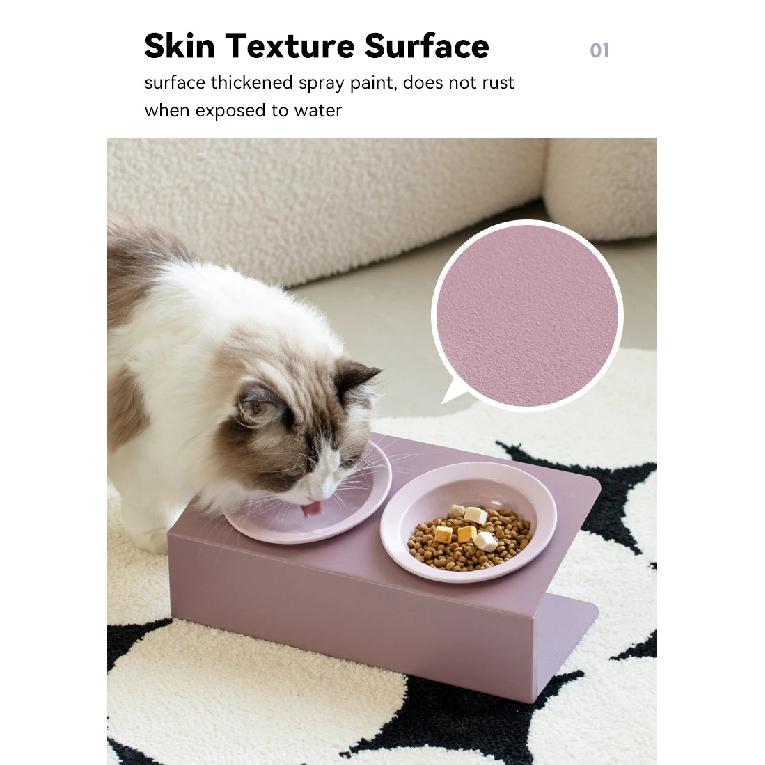 Cat Double Ceramic Bowl with Iron Stand Pet Elevated Raised Food Water Bowls Small Dogs Drinking Eating Feeding Supplies