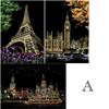 Scratch Art Kit A3 Set Landscape Hobby Interior Adult Beginner Set Home Decor Art (ADOSSY) (B)