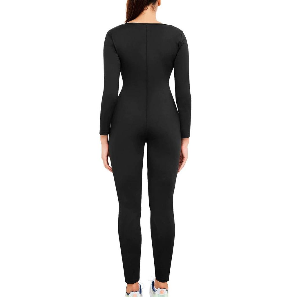 Women's Sauna-Style Cross-Back Bodysuit with Tummy Control for Yoga and Fitness