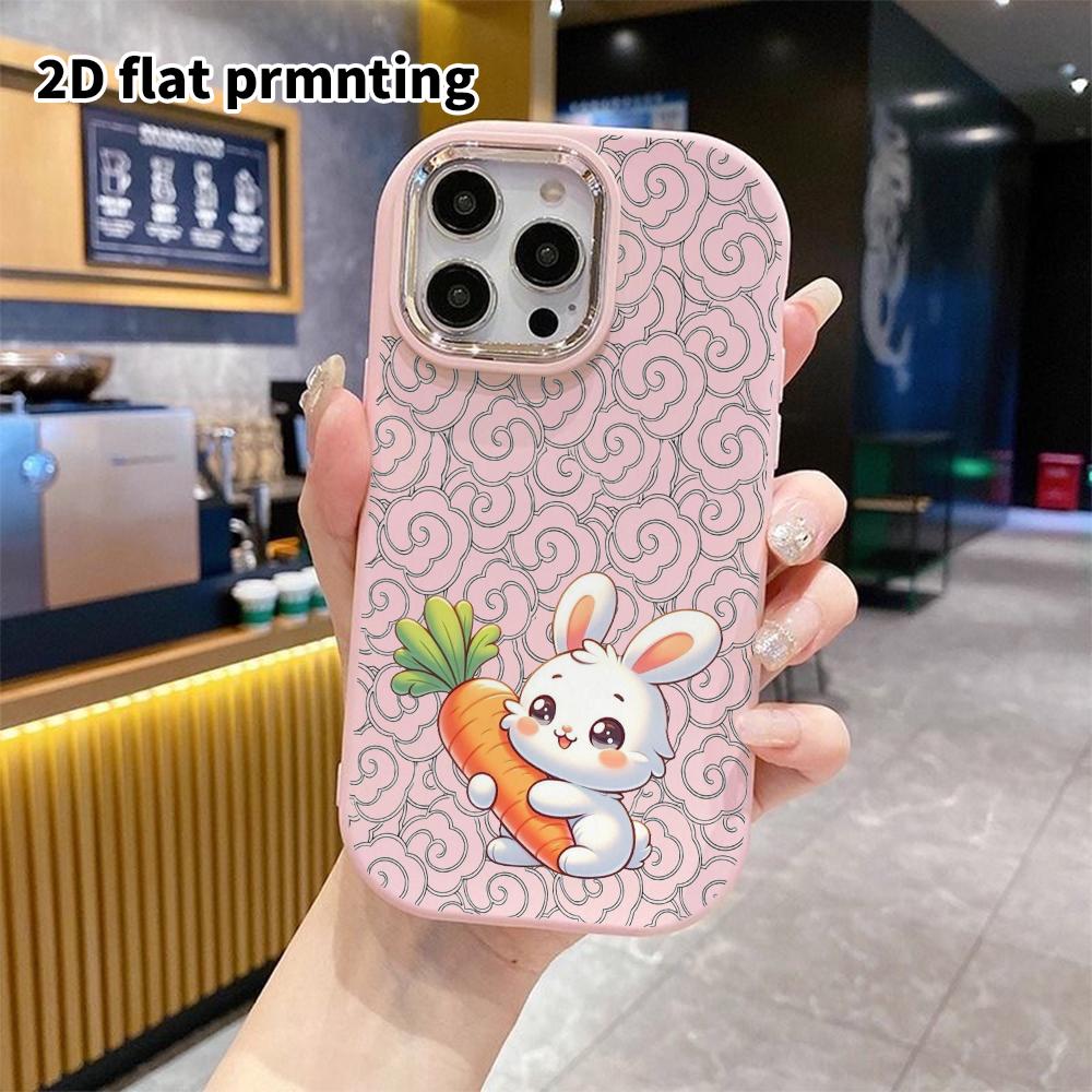 Phone Case: 2D Flat Design Suitable for iPhone 18 17 16 15 14 13 Pro Protective Case, Couple Style, Carrot White Rabbit, Christmas and Halloween Gifts