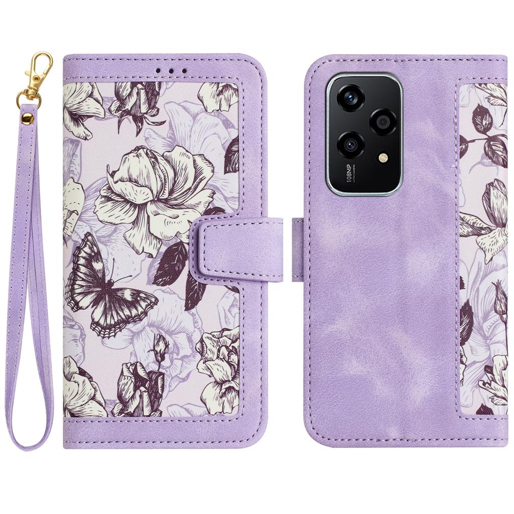 For Honor 200 Lite Case PU Leather Floral Phone Cover with Card Slots