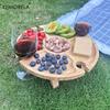 KEMORELA 1 Wooden Portable Dining Table 30Cm/24Cm Casual Snack Table Fruit Tray Outdoor Wine Rack Travel Picnic Folding Table
