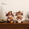 Desktop Coffee Lover Gift 2Pcs Cow Figurine, Cute Resin Animal Statue for Home Desk Rustic Farmhouse Kitchen Ornament Decor, Cafe Style Tabletop