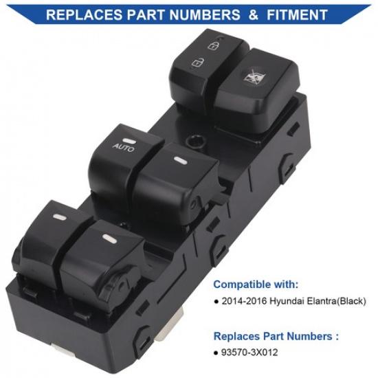 Power Window Switch Control Button For 2014-2016 Hyundai Elantra 93570-3X012 BLK