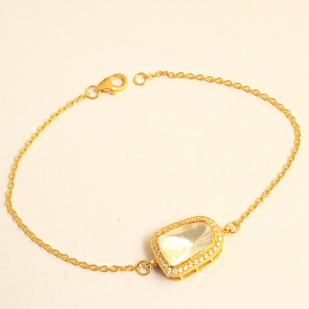 Moissanit-Polki-Armband aus 925er-Sterlingsilber mit Gold-Finish