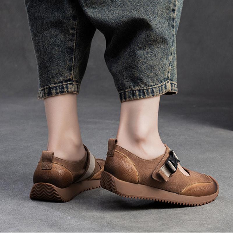 Johanature Retro Lightweight Flats Genuine Leather Casual Comfort Versatile Women's Shoes