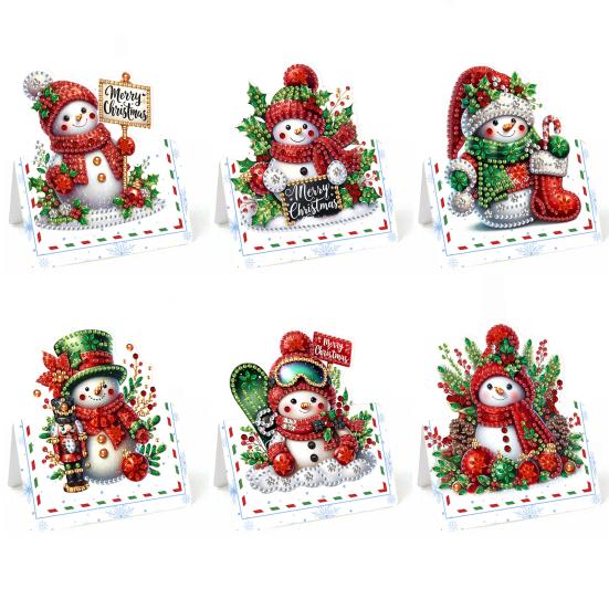 6 Pcs DIY Rhinestone Painting Birthday Gnome Greeting Card Kit 5D Rhinestone Art Birthday Cards for Adults Kids Anniversary Holiday Gifts