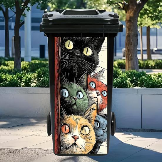 Yousheng Trash Can Stickers Self-Adhesive Waterproof Outdoor Garbage Bin Decals Simulation Animal Plant Themes Weather-Resistant Labels