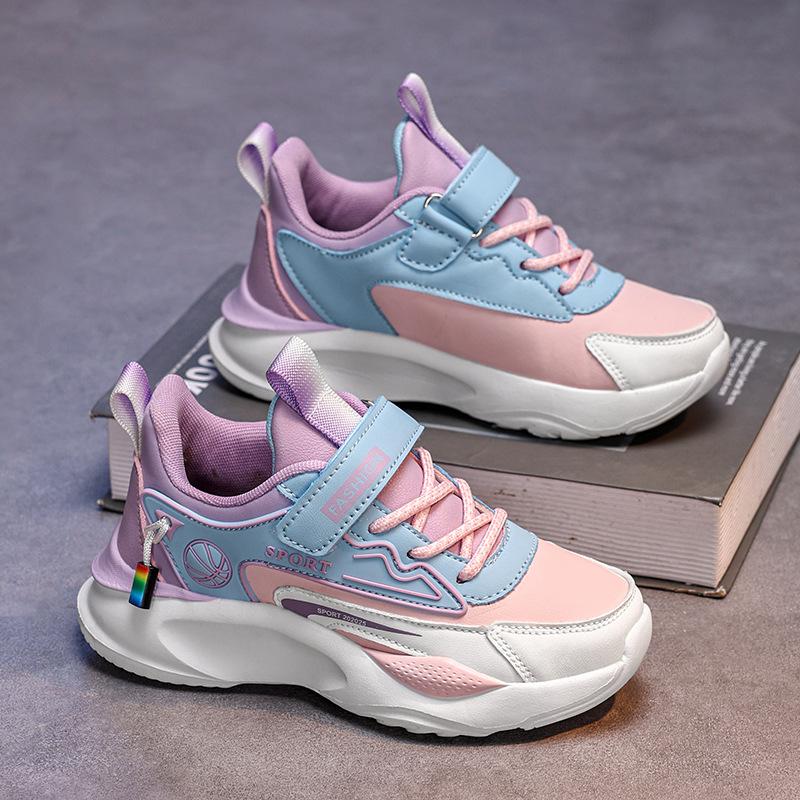 Boys' Sports Shoes Leather Surface Waterproof 2025 Spring and Autumn New Anti-microfiber Middle and Older Children's Running Shoes Primary School Stu