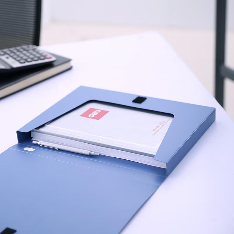 Deli A4 Plastic File Box with Velcro Closure
