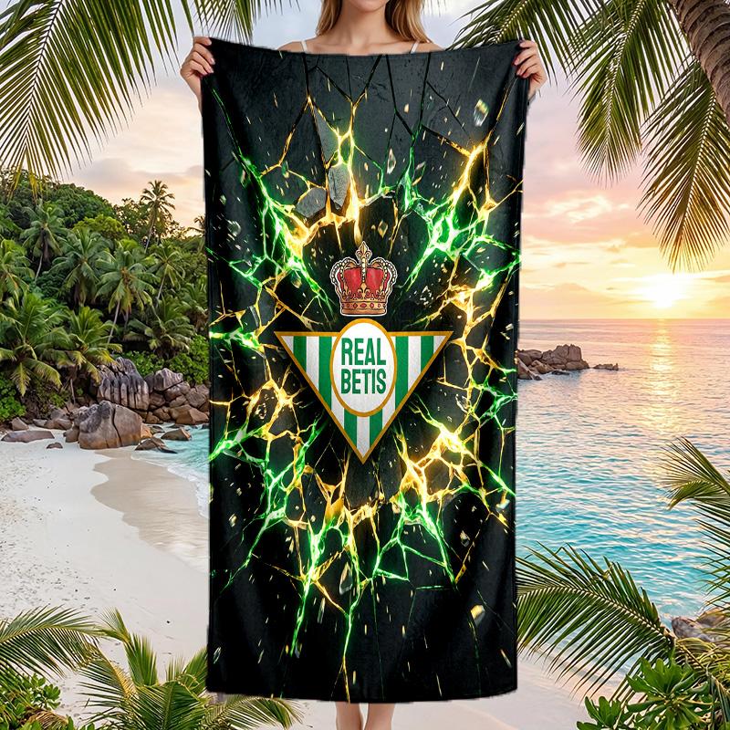 Real Betis Football Beach Towel Soft Microfiber Summer Towel Quick Dry Absorbent Towel for Beach Swimming Pool Travel