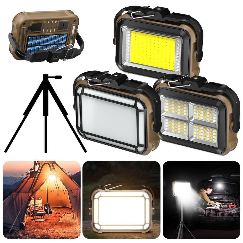 Solar Work Light Outdoor Flood Light IPX4 Waterproof Emergency Worklight Mobile Power Bank for Construction Site Garage Workshop