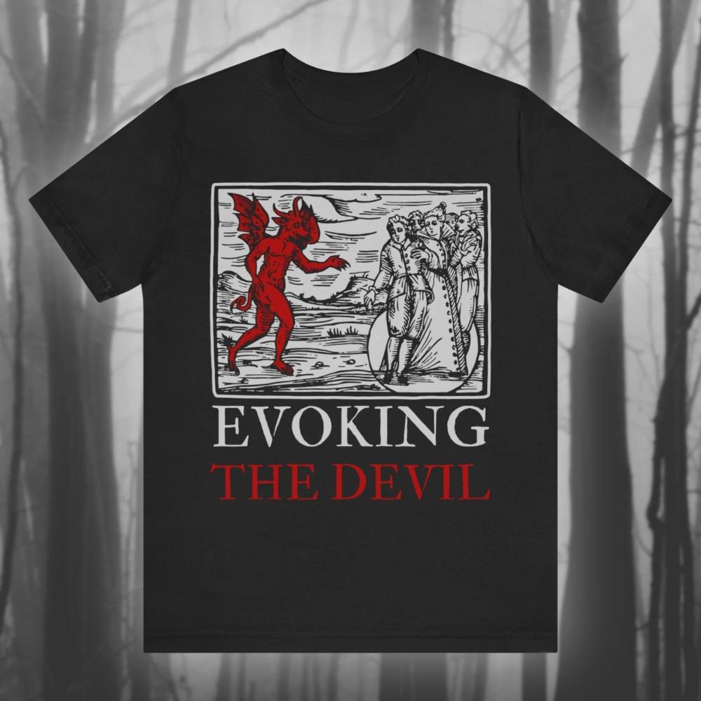 Summon Demons II Mysterious Woodcut Shirt Retro Witchcraft Tshirt Black Magic Gothic Horror Tshirt Unisex Top for All Seasons
