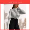 Streetwear T Shirt With Pleated Design And High Neck For Fall Casual Wear