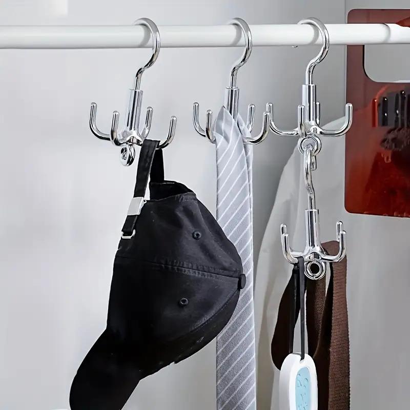 1pc Multifunctional Punch Free 4-Claw Rotating Plastic Hook, Rotation Coat Hanger, Belt Organizer, Scarf Storage Rack