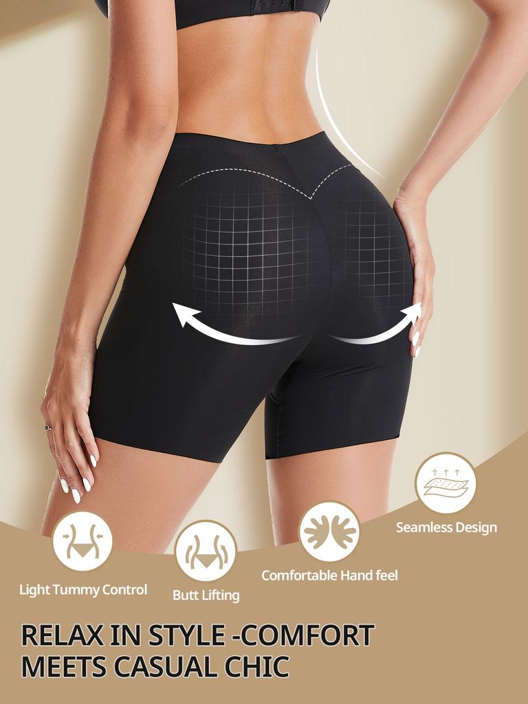 Flarixa Nahtlose Slip-Shorts für Damen, hohe Taille, Boyshorts, Höschen, glatte Boxershorts aus Eisseide, unter dem Rock, Kleid, Sicherheitsshorts, Radsport-Unterwäsche