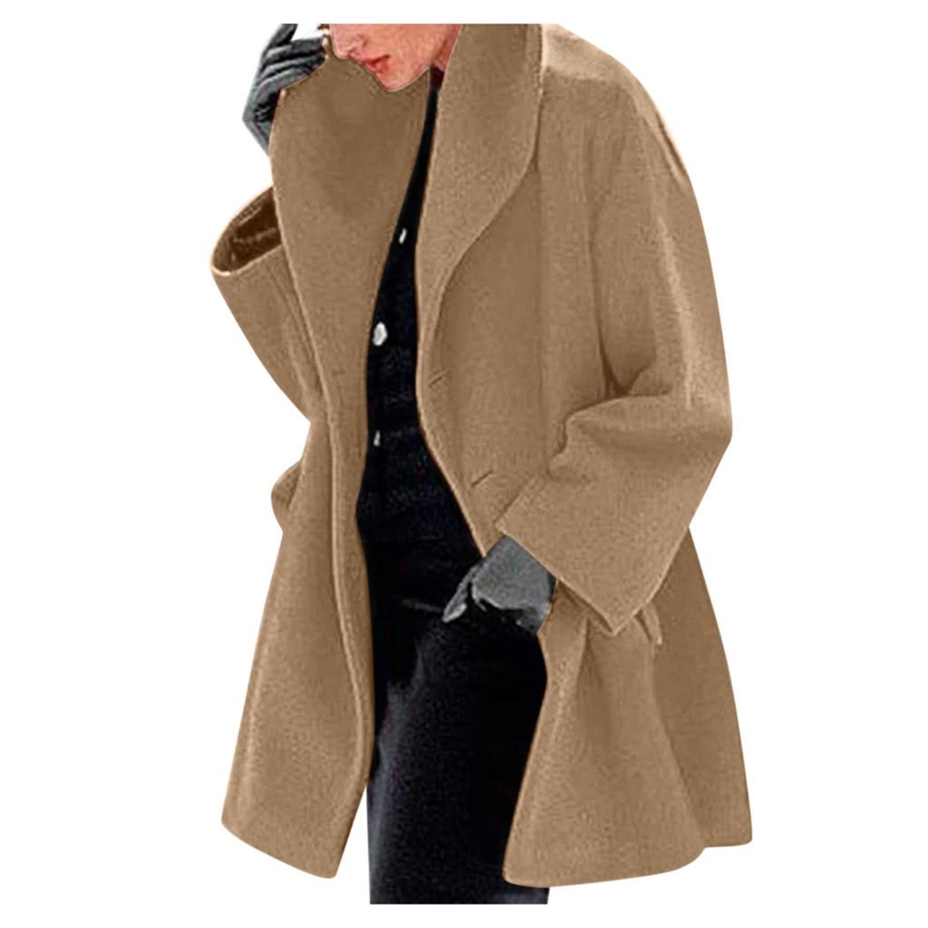 Womens Winter Wool Coat Trench Jacket Ladies Warm Slim Long Overcoat Outwear