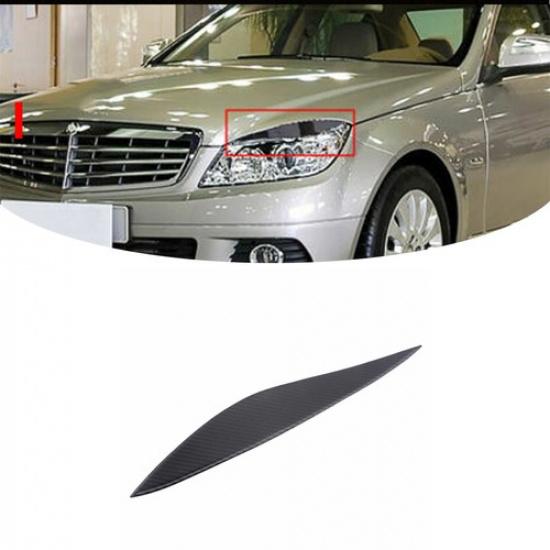 Front Headlight Eyelid Cover Eyebrows Carbon For Benz W204 C Class 2007-2014 W