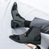 New Fashion Male Pointed Mixed Patchwork Lace Up Ankle Boots Men Casual Luxury High Top Platform Shoes Zapatos Hombre