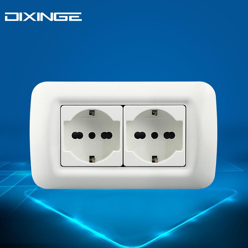 Double Italian-Euro Standard Grounded Wall Socket