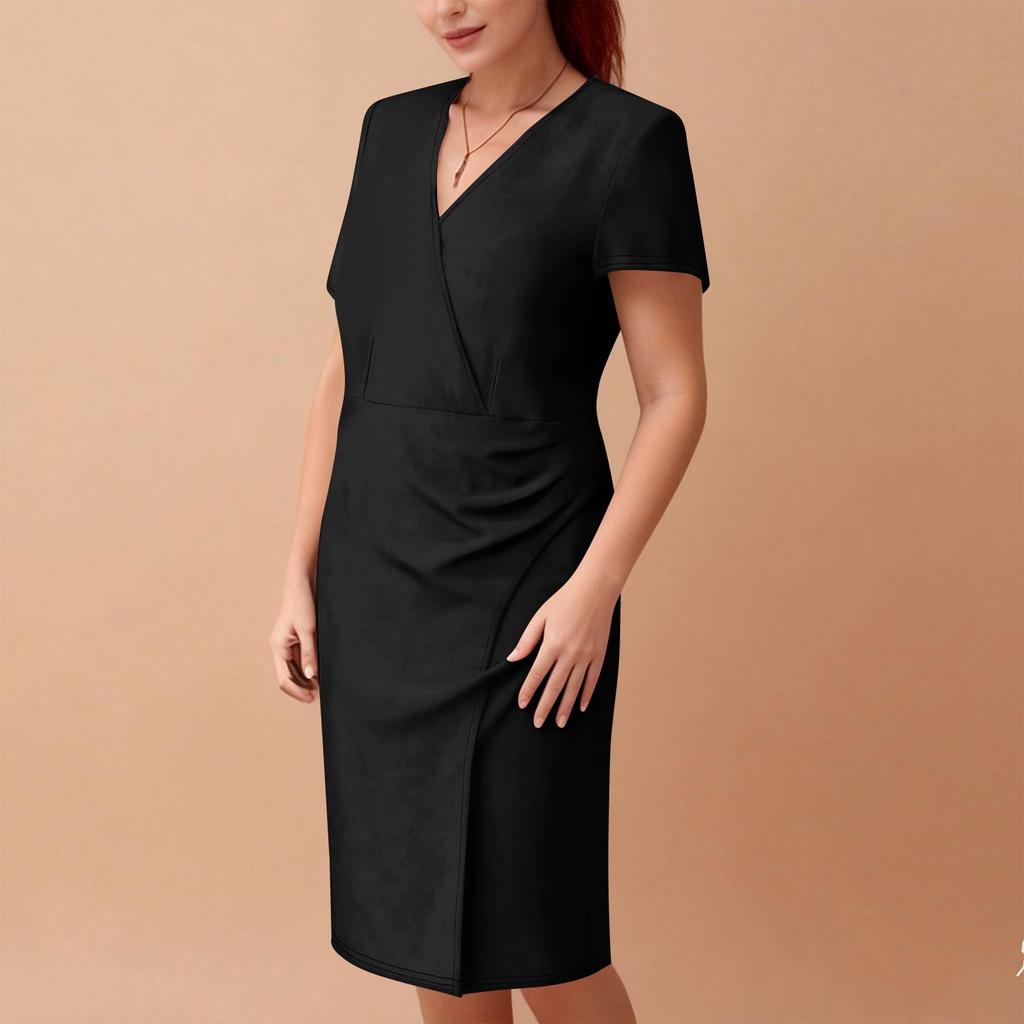 Women's Plus Size Casual Loose-Fit V-Neck Short-Sleeve Dress