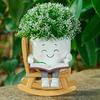 Rocking Chair Flower Pot Smile Face Planter Tabletop Succulents Planter Resin Cartoon Head Flower Pot for Indoor Outdoor Plants