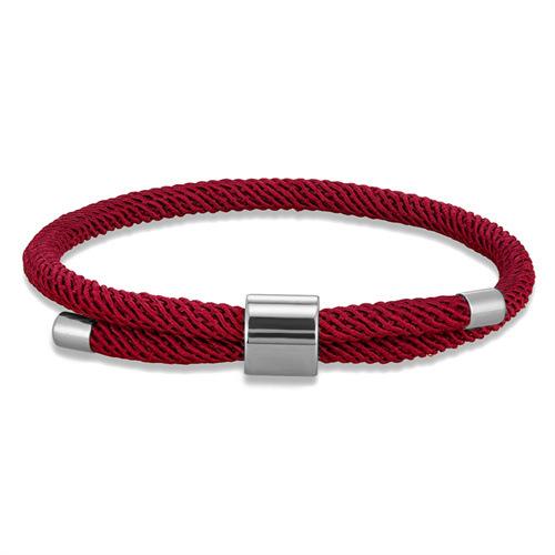Stainless Steel Round Buckle Bracelet Classic Simple Men And Women Couple Adjustable Milan Rope Hand Rope