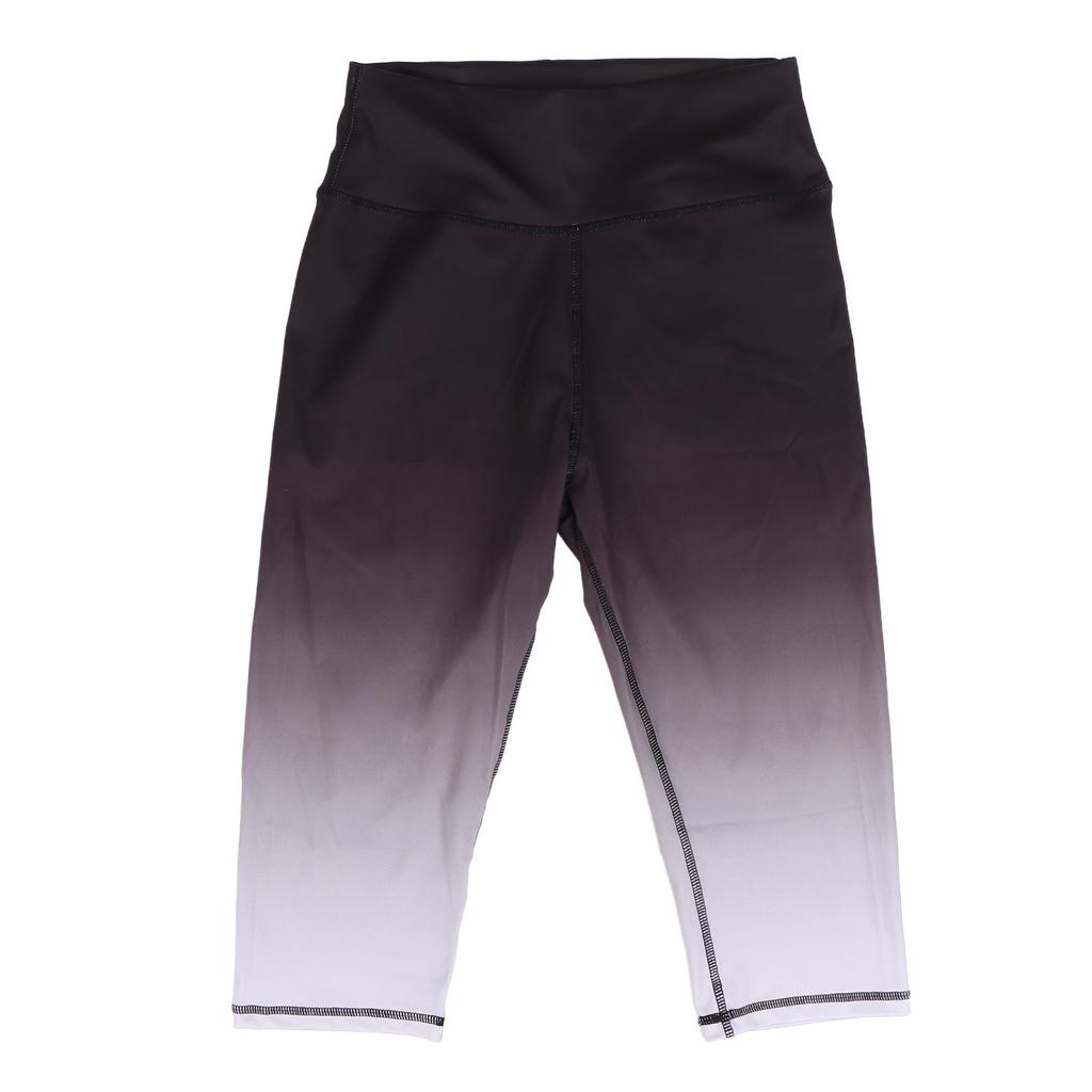 Women High Waist   Pants Gradient Black Buttock Lifting Legs Slimming Fitness Tight Cropped Trousers