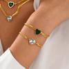 Fashion Temperament Love Stainless Steel Bracelet Necklace Set Internet Celebrity Popular Diamond-encrusted Peach Heart Jewelry Ladies Tide