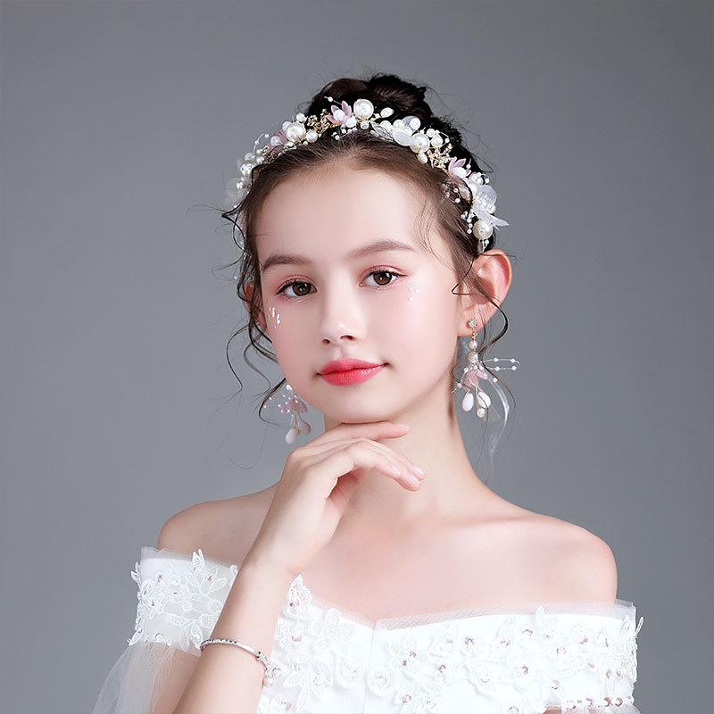 Girls' Fresh Floral Headband & Wrist Flower - Fairy Forest Style, Korean-Inspired Hair Accessories for Child's Performance or Vacation.