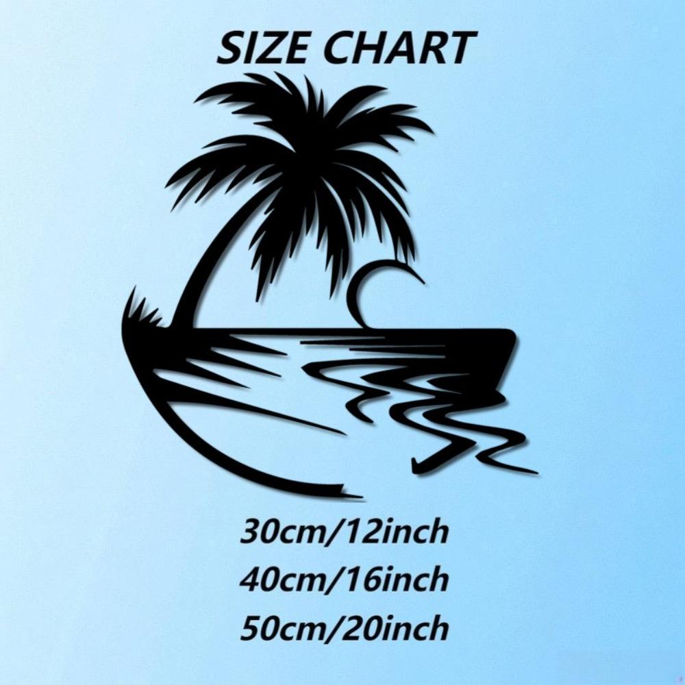 Tropical Paradise Metal Wall Art Palm Tree Ocean Moon Iron Artwork Home Living Room Bedroom Decor Coastal Farmhouse Hanging Ornament