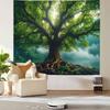 Nature Green Misty Forest Tree Tapestry Large Landscape Tree Of Life 3D Print Jungle Scenery Tapestries Wall Hanging For Bedroom