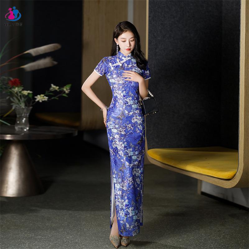 Improved cheongsam dress women's summer new Chinese celebrity temperament lace hip skirt manufacturer