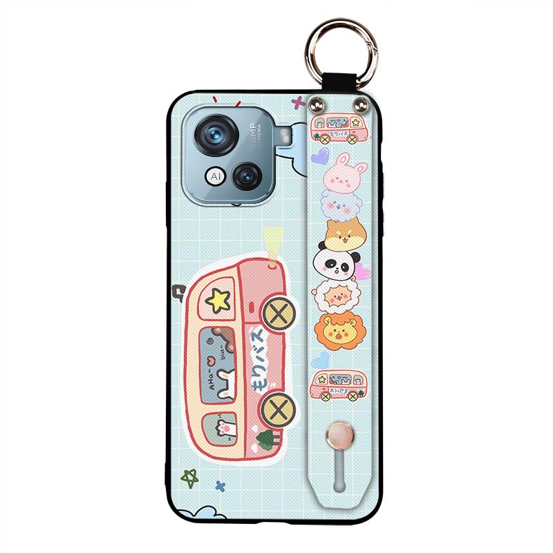 Dirt-resistant Wrist Strap Phone Case For Blackview Oscal C80 Cartoon Wristband Kickstand Silicone Cute Soft case Ring