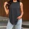 Sleeveless Workout Tank Top for Women Lightweight Athletic Gym Running Fitness Training Yoga Vest with Rounded Hem and Relaxed Fit