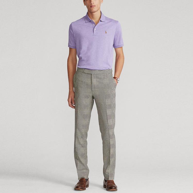 Polo Ralph Lauren Small Pony Embroidered Casual Slim Fit Short Sleeve Polo Shirt Men tops Lilac MNPOKNI1N821143-500