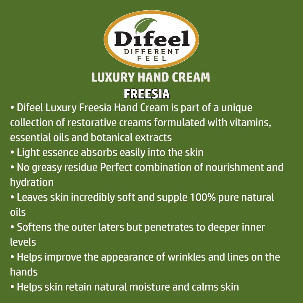Difeel Freesia Naturalny krem do rąk 40g FREESIA 03FRS Nowy Jork Importowany [Produkt regularny]