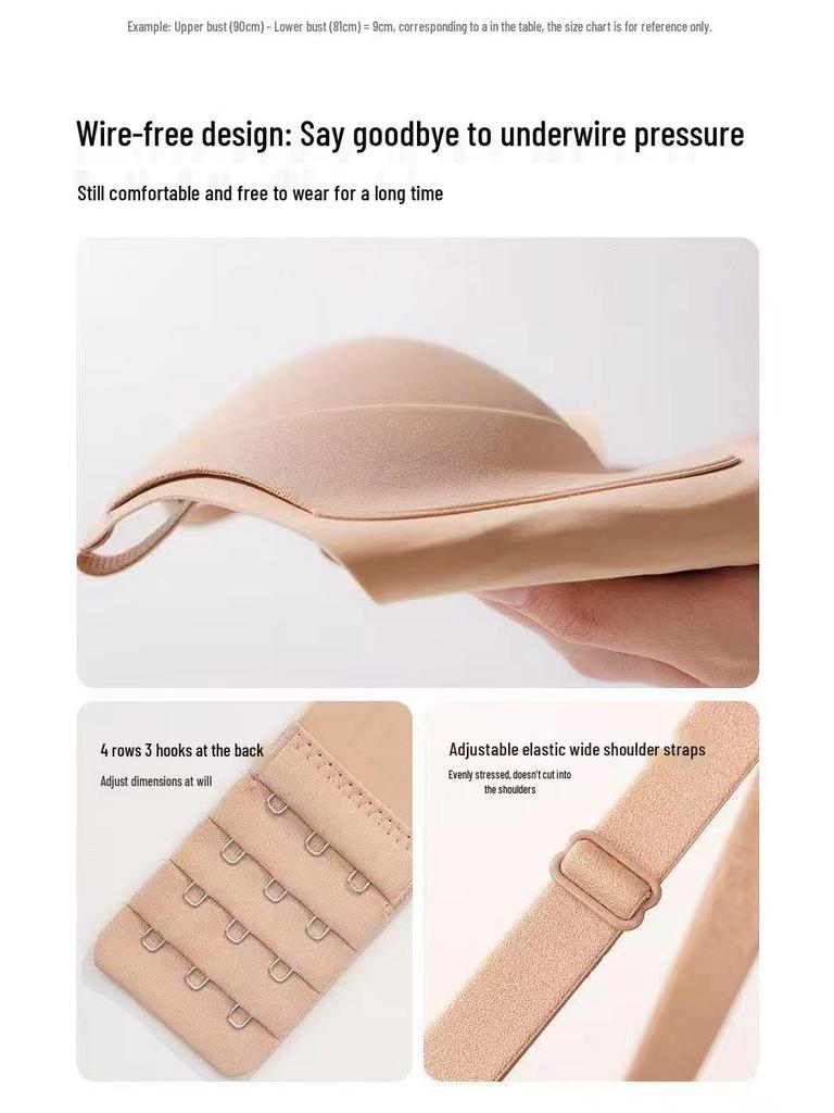 Wirefree Seamless Push-Up Bra: Invisible, Anti-Sag, Side Support for Small Busts.