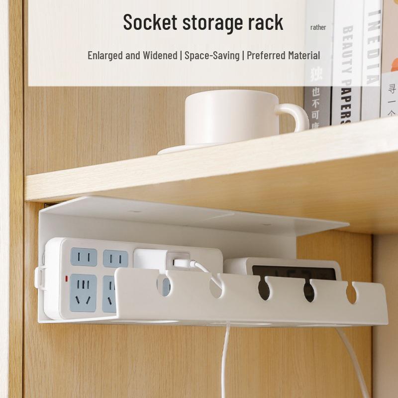 Under-Desk Cable Organizer & Power Strip Storage Box - No-Drill Data Cable Holder & Shelf