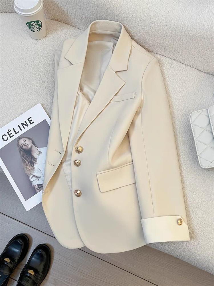 Korean-Style Pink Women's Suit Jacket: Spring/Autumn Fashion, Chic Business Attire