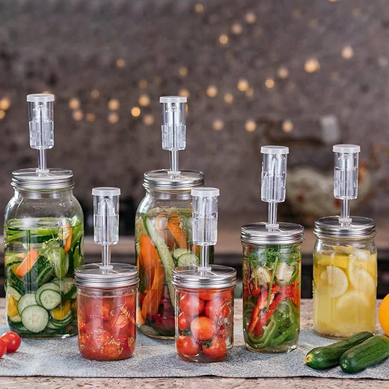 Hot 86mm/70mm Wide Mouth Mason Jar Fermentation Lid Keep Food Submerged Kit