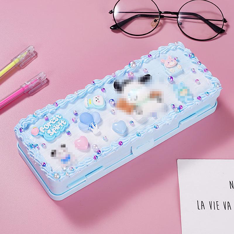 Dvoupatrový penál: Dětský DIY Ručně vyráběný krémový lepidlový obal pro žáky základních škol - Narozeninový dárek