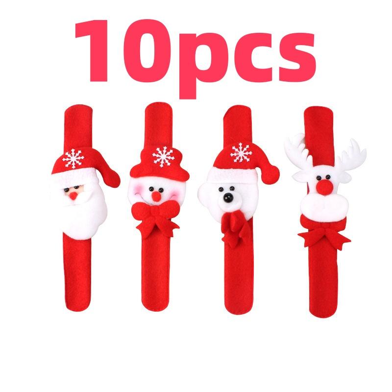 

10\20pcs Christmas Santa Claus Snowman Deer Patting Circle Bracelet Decoration For Xmas Children Gift New Year Party Toy Decor