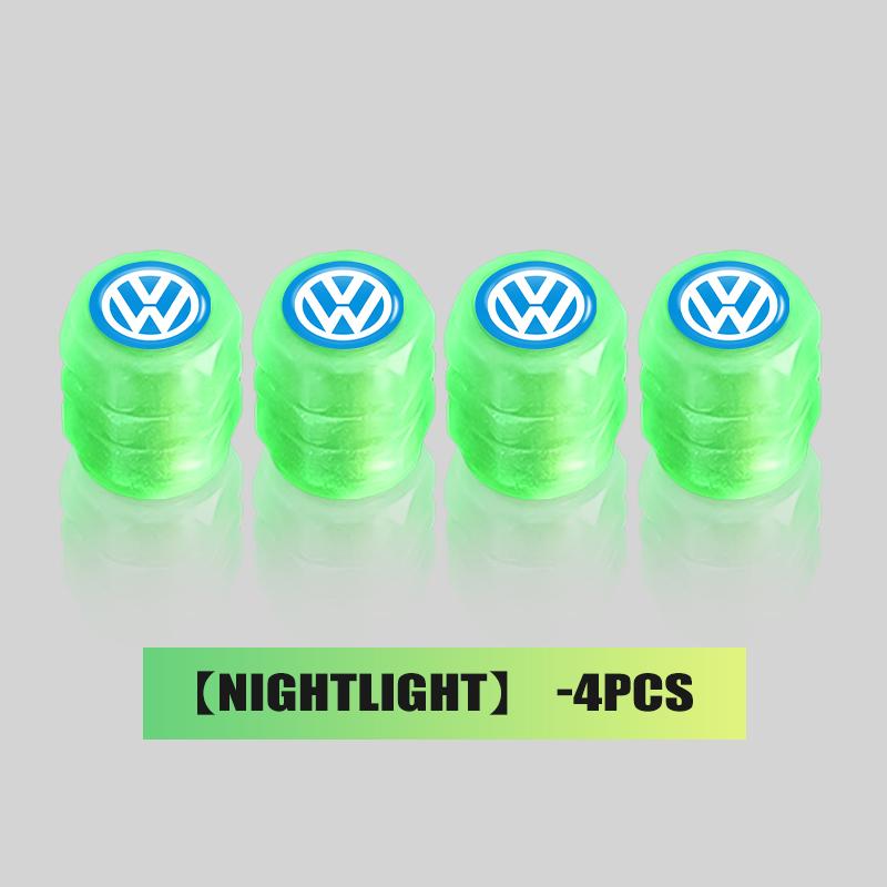 4PCS Car Luminous Tire Valve Cap Fluorescent Night Glowing Decor For Volkswagen VW Golf 4 5 6 7 Polo Jetta Sagitar Magotan