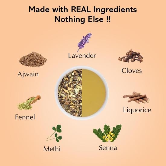 TEA SENSE Digestive Health Tisane with Fennel, Methi, Ajwain, Clove, Senna, Lavender | 50g Loose Tea | Natural Digestion Support | 25 Cups+