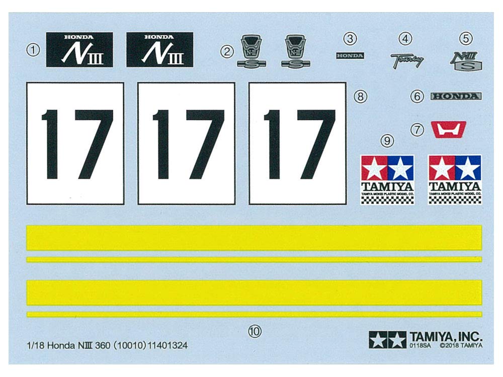 Tamiya Model plastic Challenger Series Honda N III 360 10010 1/18 Nr. 10