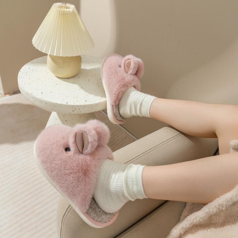 Jade Rabbit Cotton Slippers Female Winter Cute Cartoon Stroking Cats Sense Home Couple Parent-child Men Cotton Slippers Home