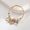 Jewelry Fashionable Golden Stainless Steel Bracelet Women Featuring Minimalist Beaded Design Heart-and-Cherry Zircon