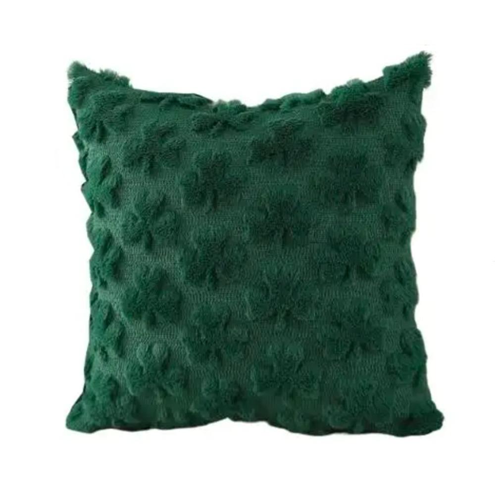 Clover Pattern St. Patrick‘s Day Shamrock Pillow Cover Square Plush Shamrock Cushion Cover Green Pillowcase Bedroom
